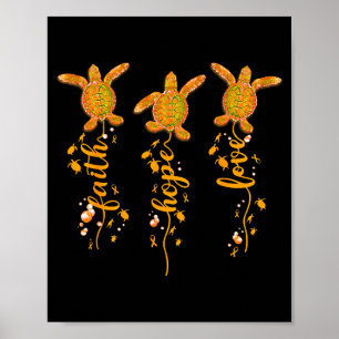 Poster Tartaruga Fé Esperança Amor Laranja Fita Ms Consci