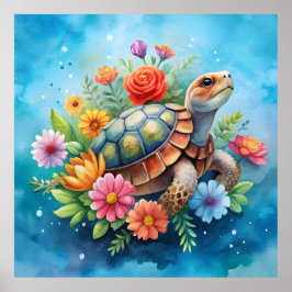 Poster Tartaruga Floral