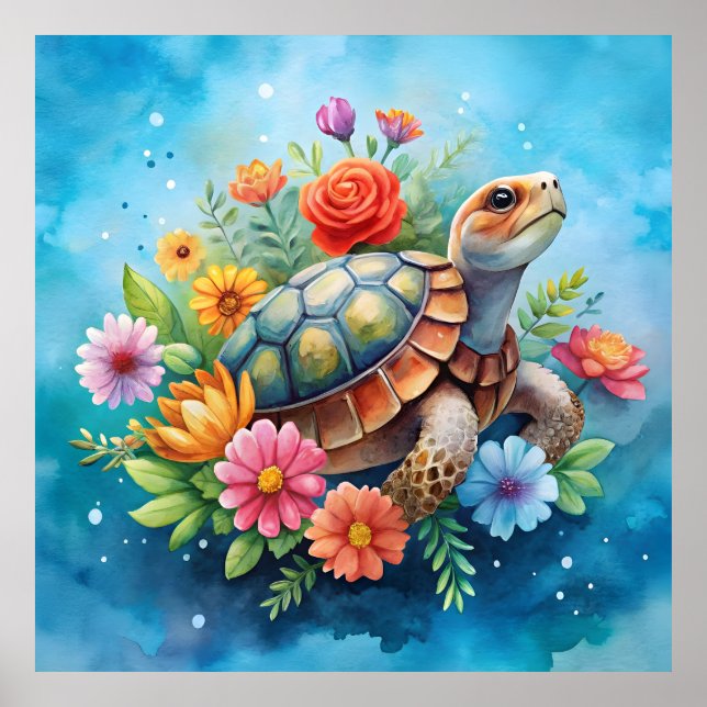 Poster Tartaruga Floral (Frente)