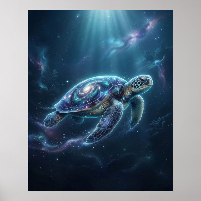 Poster Tartaruga Galáctica Oceano Cósmico (Frente)