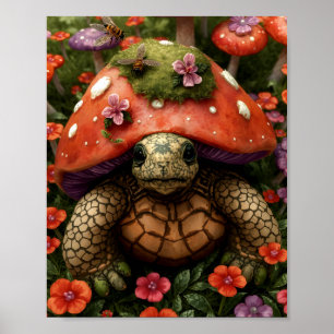 Poster Tartaruga Mágica na Floresta Flor