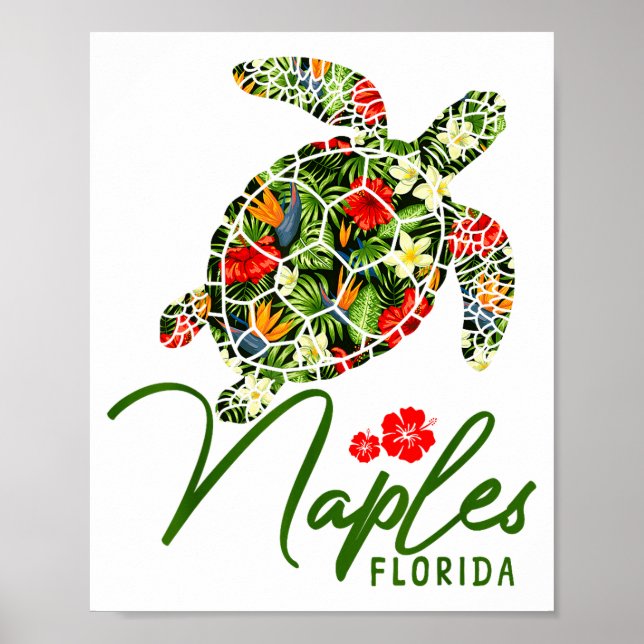 Poster Tartaruga Marinha da Flórida em Naples Hibisco Tro (Frente)