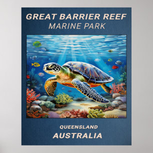 Poster Tartaruga Marinha da Grande Barreira de Coral