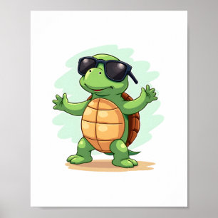 Poster Tartaruga Marinha Dabbing Amante de Animais Salve