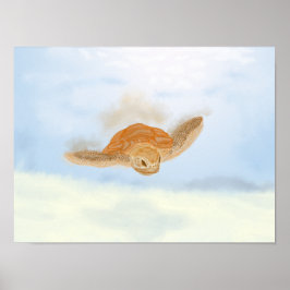 Poster Tartaruga marinha debaixo de água.