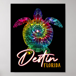 Poster Tartaruga Marinha Destin Tie Dye Flórida Família C