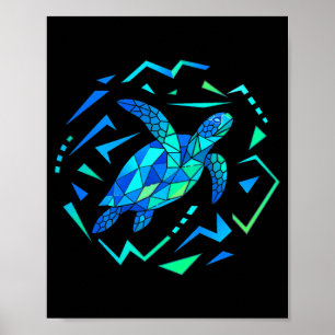 Poster Tartaruga marinha geométrica masculina com padrões