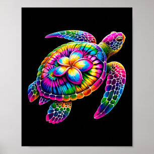Poster Tartaruga Marinha Havaiana Tie-dye Férias no Havaí