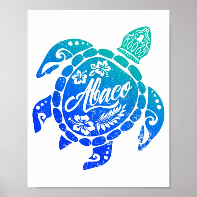 Poster Tartaruga Marinha Tribal de Abaco Férias na Praia  (Frente)