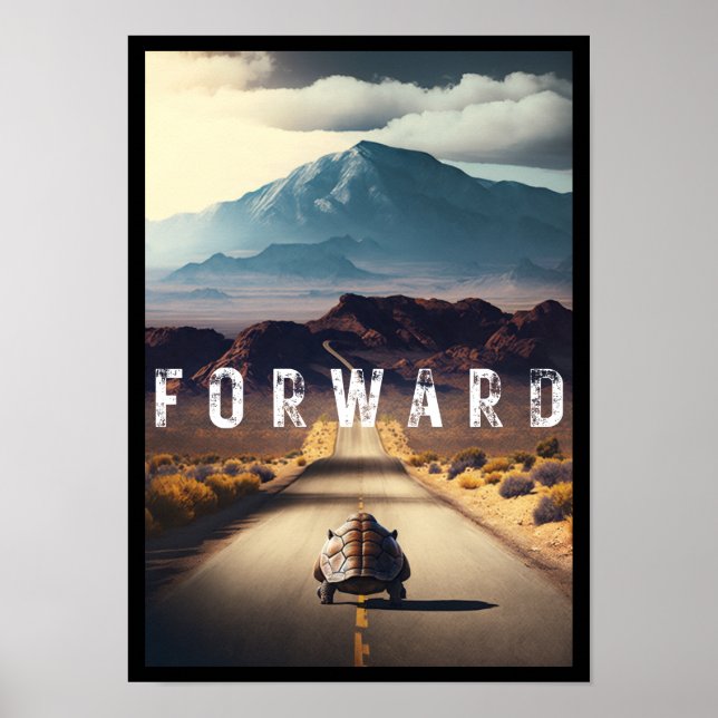 Poster Tartaruga no deserto "Avançar" (Frente)
