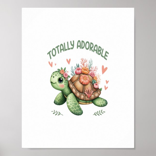 Poster Tartaruga Totalmente Adorável com Coral (Frente)