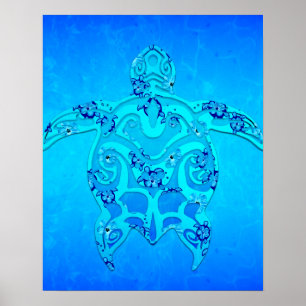 Poster Tartaruga tribal azul de Honu