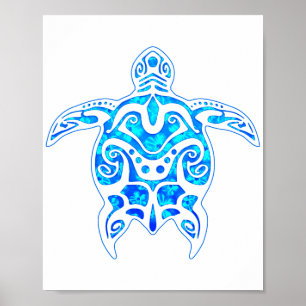 Poster Tartaruga Tribal Azul legal