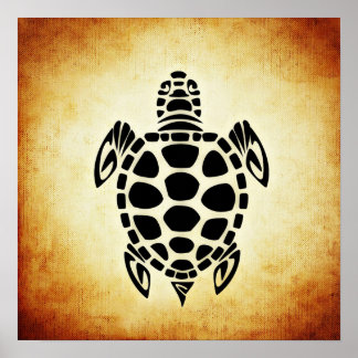 Póster Tartaruga Tribal Castanha