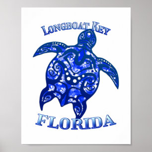 Poster Tartaruga Tribal da Flórida de Férias Longboat