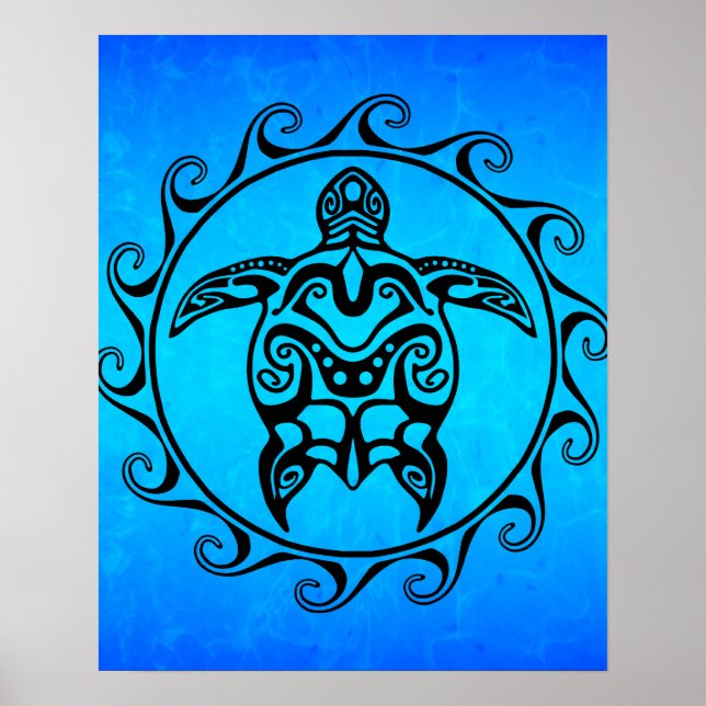 Póster Tartaruga Tribal Negra (Frente)