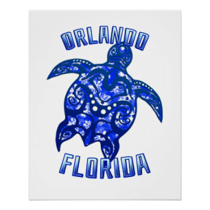 Póster Tartaruga Tribal Orlando Florida Vacation