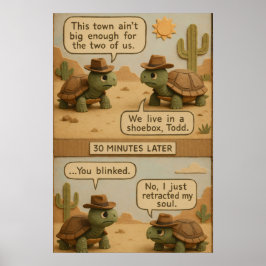 Poster Tartarugas Cowboy Engraçadas Confronto no Deserto 
