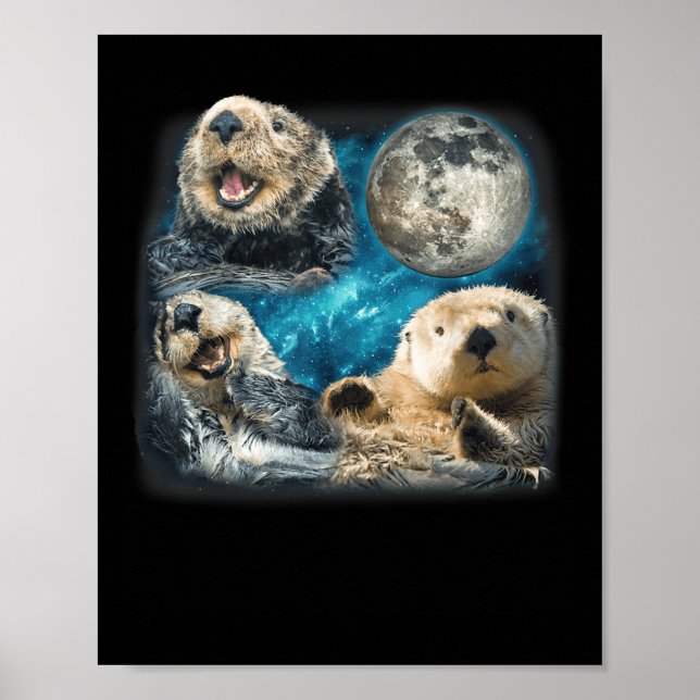 Poster Tartarugas De Mar Engraçadas Com O Animal Da Lua P (Frente)