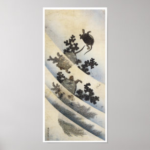 Poster Tartarugas de natação, Hokusai, 1832