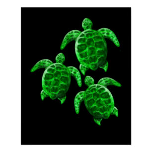 Póster Tartarugas do Mar Verde