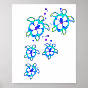 Poster Tartarugas litorais do Hawaiian de Honu