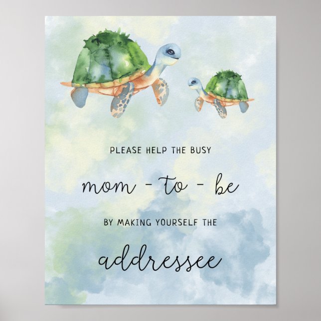 Poster Tartarugas marinhas - Ajude a Mãe Ocupada a Endere (Frente)