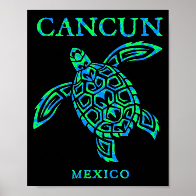 Poster Tartarugas Marinhas Cancun México Meninos Meninas  (Frente)