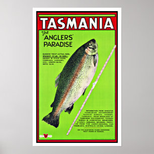 Poster Tasmânia Austrália Anglas Pesca do Paraíso