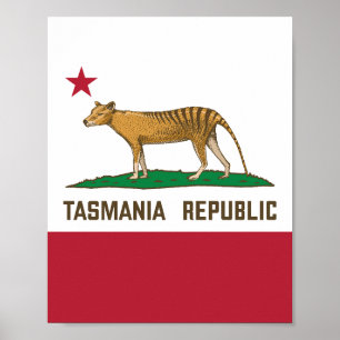 Poster Tasmânia República da tilacina Bandeira da Tasmâni