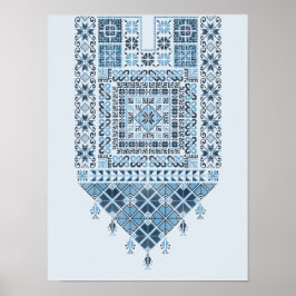 Poster Tatreez Azul Moderno Árabe do Médio Oriente