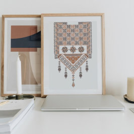 Poster Tatreez Terrestre Neutral Árabe do Médio Oriente