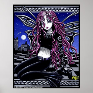 Poster Tattooed Scape cor-de-rosa da cidade de