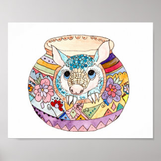 Poster Tatu-bebê da arte popular hispânica