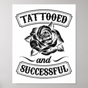 Poster Tatuado E Bem Sucedido Rosas Florais Tatuagem Dive