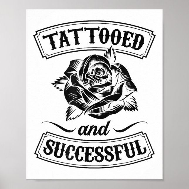 Poster Tatuado E Bem Sucedido Rosas Florais Tatuagem Dive (Frente)