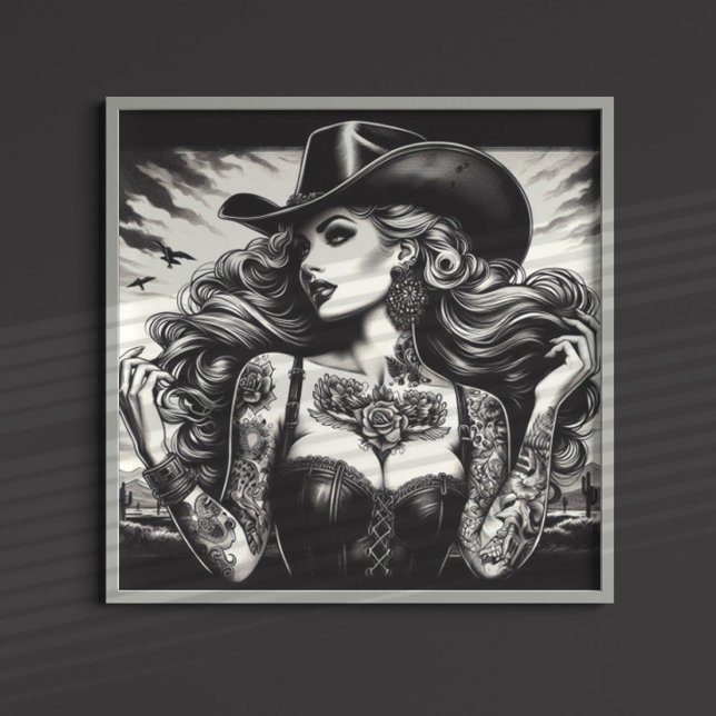 Poster Tatuagem Cowgirl (Criador carregado)