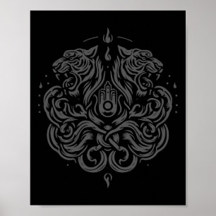 Poster Tatuagem de arte Muay Thai Sak Yant Tigre Gêmeo Ki