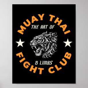 Poster Tatuagem de luta de MMA Muay Thai Tigre Arte dos 8