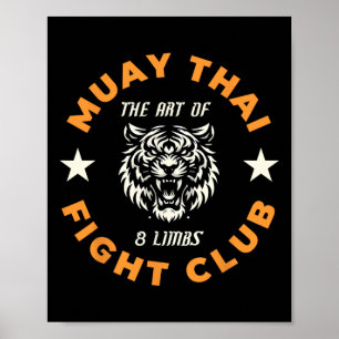 Poster Tatuagem de luta Muay Thai Mma Tigre Arte dos 8 me