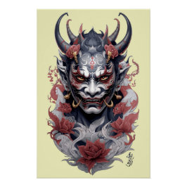 Póster Tatuagem de máscara de Hannya