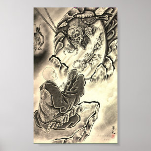 Poster Tatuagem de monge de demônio do japão