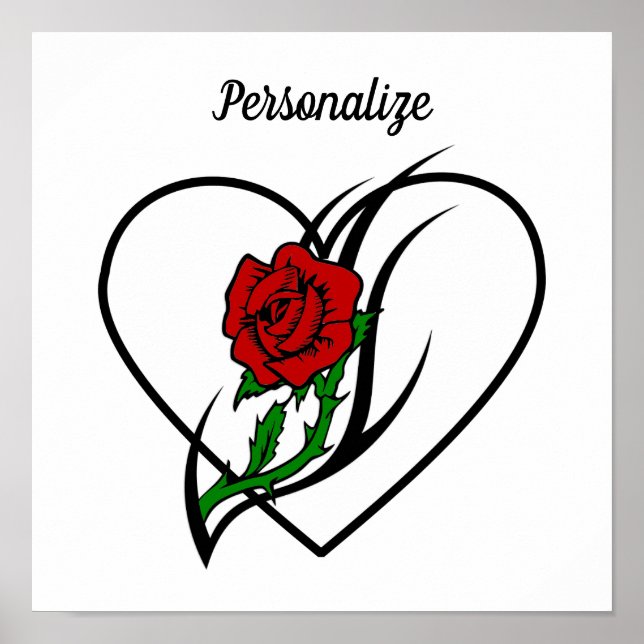 Poster Tatuagem de rosa vermelha (Frente)