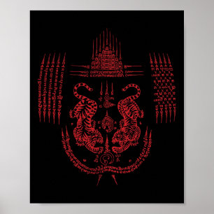 Poster Tatuagem de Sak Yant Muay Thai Kickboxing Cultura