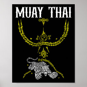 Poster Tatuagem de tigre Sak Yant Muay Thai Kickboxing As