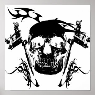 Póster Tatuagem do crânio