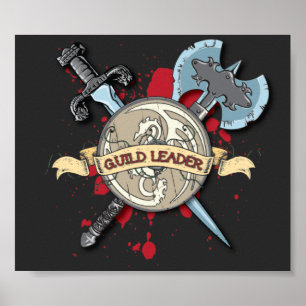 Poster Tatuagem do LEADER GUILD - Espada, Ax e Blindagem