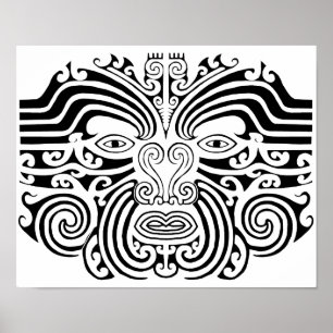 Poster Tatuagem maori - preto e branco