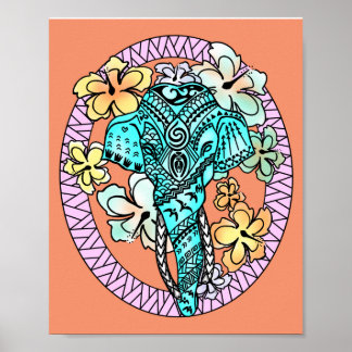 Poster Tatuagem polinésia - Elefante Brilhante abstrato