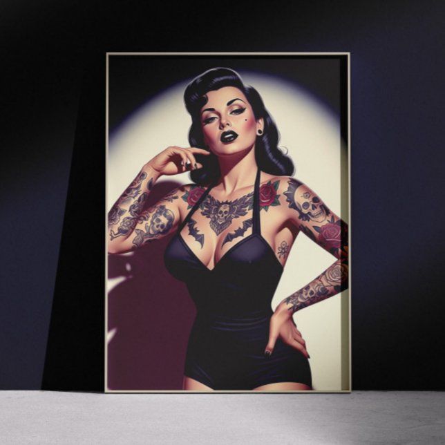 Poster Tatuagem retrô Pin-up (Criador carregado)